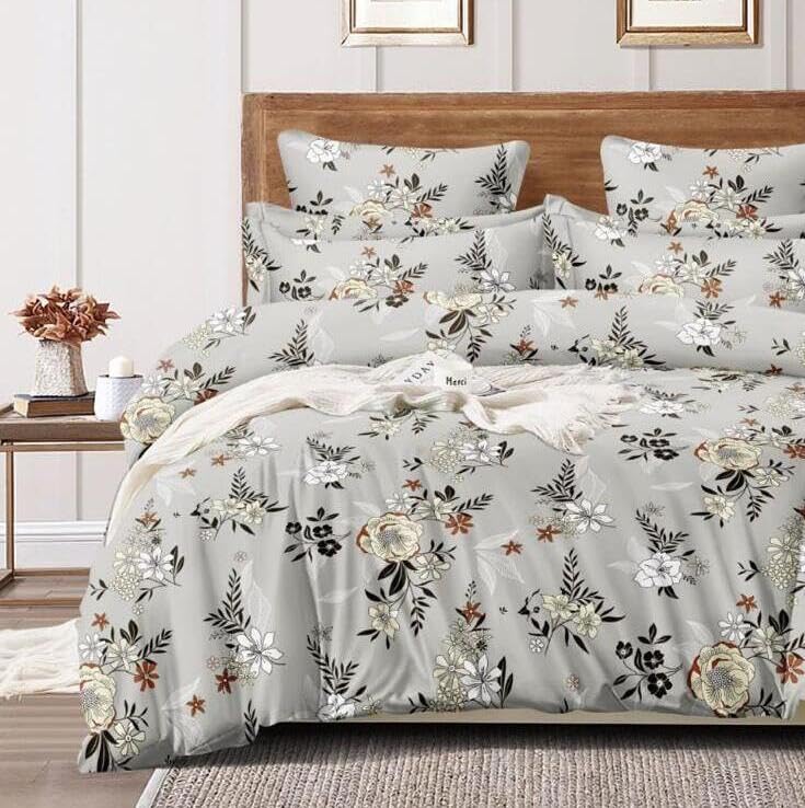 DECOR2ADMIRE 300 Thread Count Premium Cotton Queen Size Printed Double Bedsheet