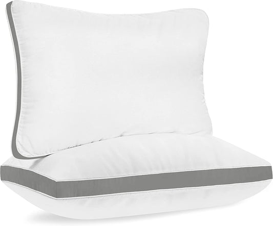 Homerz Premium Set of 2 Sleeping Pillow, 17 x 27 Size, Firm and Lofty (Pack of 2, Grey Gusset)