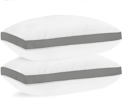 Homerz Premium Set of 2 Sleeping Pillow, 17 x 27 Size, Firm and Lofty (Pack of 2, Grey Gusset)